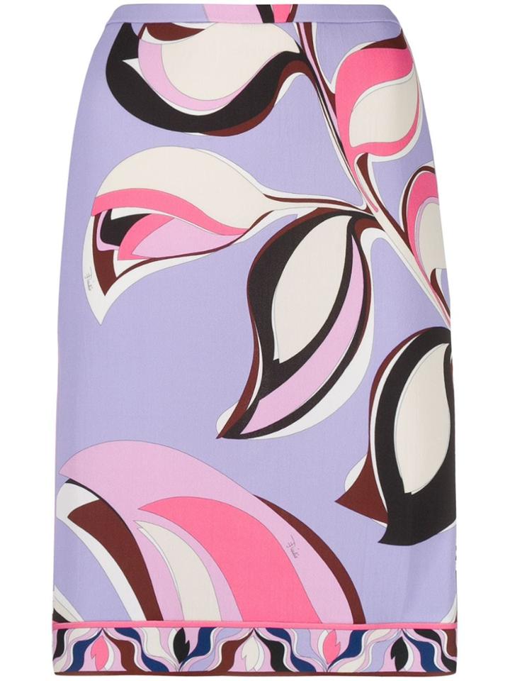 Emilio Pucci Leaf Print Skirt - Purple