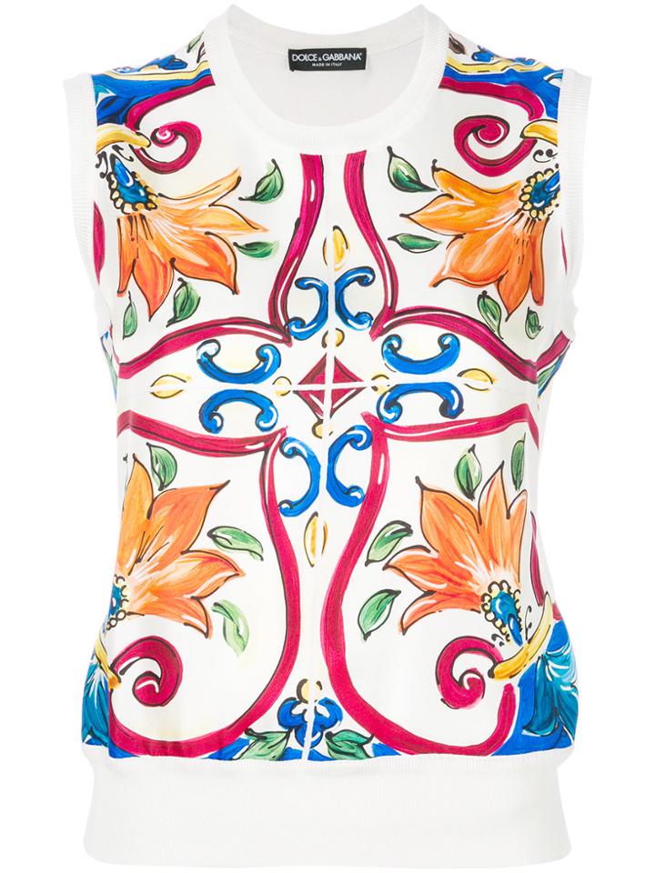 Dolce & Gabbana Sicilian Print Top - White