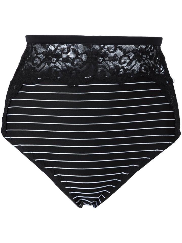 Fleur Du Mal Lace Insert High Bikini Bottoms - Black