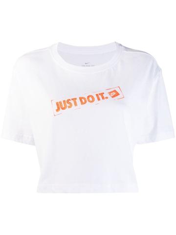 Nike Cropped Slogan Stamp T-shirt - White