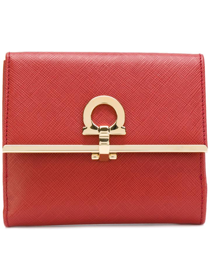 Salvatore Ferragamo Gancio French Flap Wallet - Red