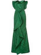 Oscar De La Renta Ruffle Flared Gown - Green