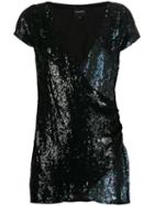 Retrofete Sequin Wrap-style Mini Dress - Black