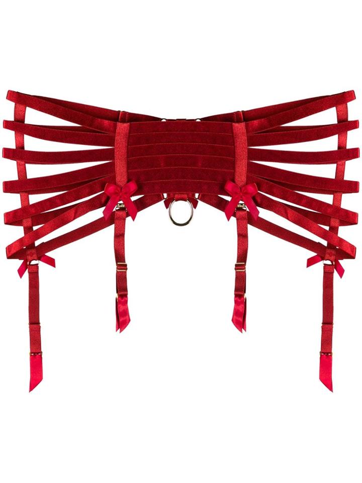 Bordelle Webbed Suspenders - Red