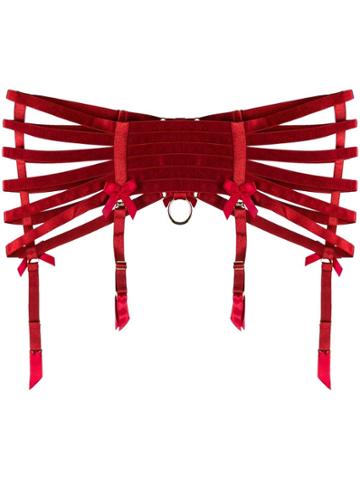 Bordelle Webbed Suspenders - Red