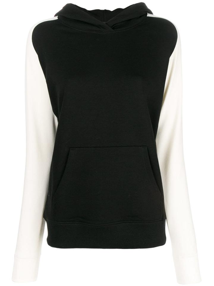 Roqa Contrasting Sleeves Hoodie - Black