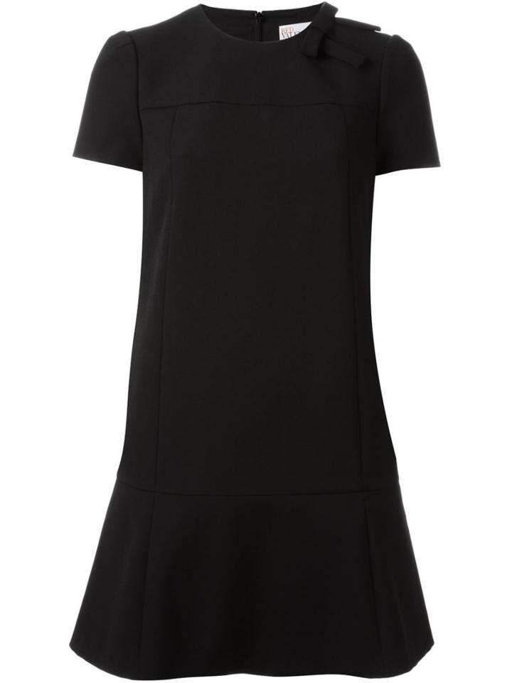 Red Valentino Shortsleeved Flared Dress, Women's, Size: 44, Black, Viscose/polyester/spandex/elastane/acetate