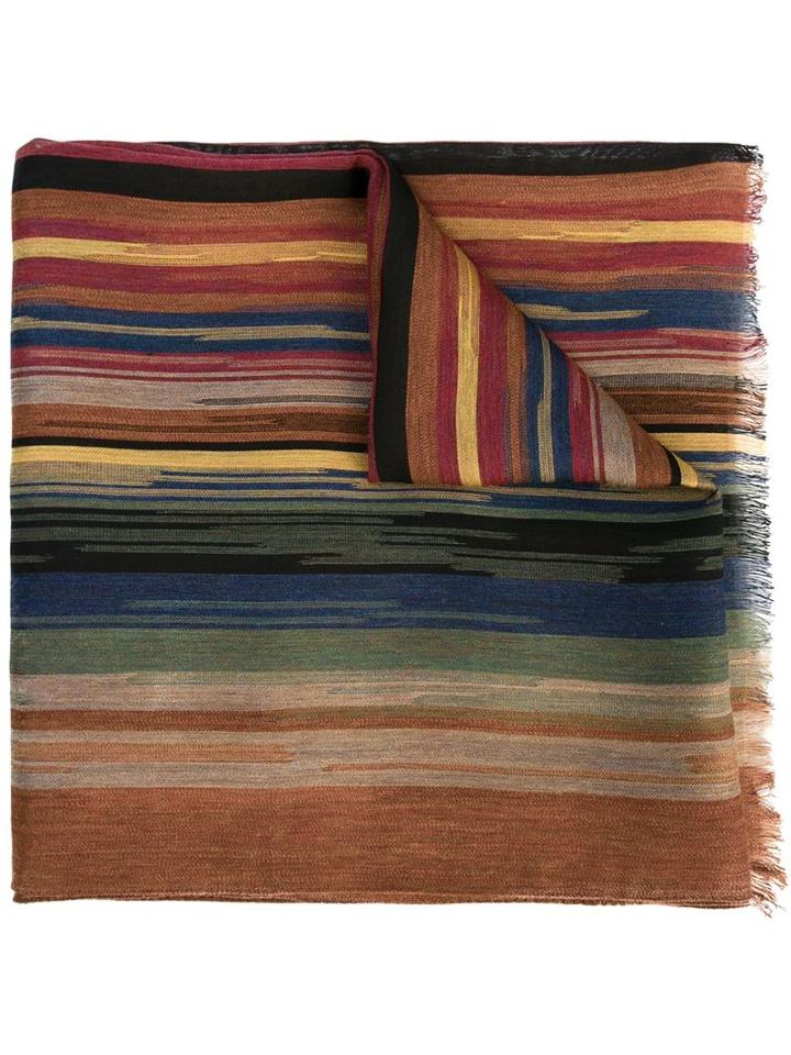 Paul Smith Striped Scarf, Men's, Brown, Viscose/silk