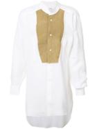 Loewe Paneled Shirt, Men's, Size: Medium, White, Linen/flax/lamb Skin