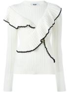 Msgm Ruffled Jumper, Women's, Size: Medium, White, Virgin Wool