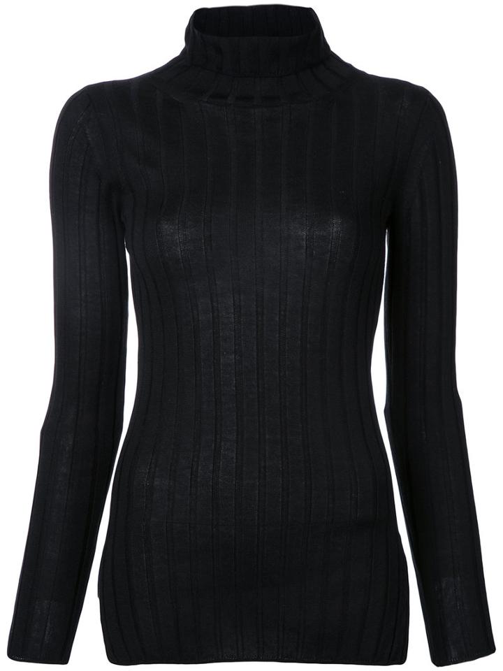 Cityshop Ribbed Turtle Neck Sweater, Women's, Black, Wool/tencel