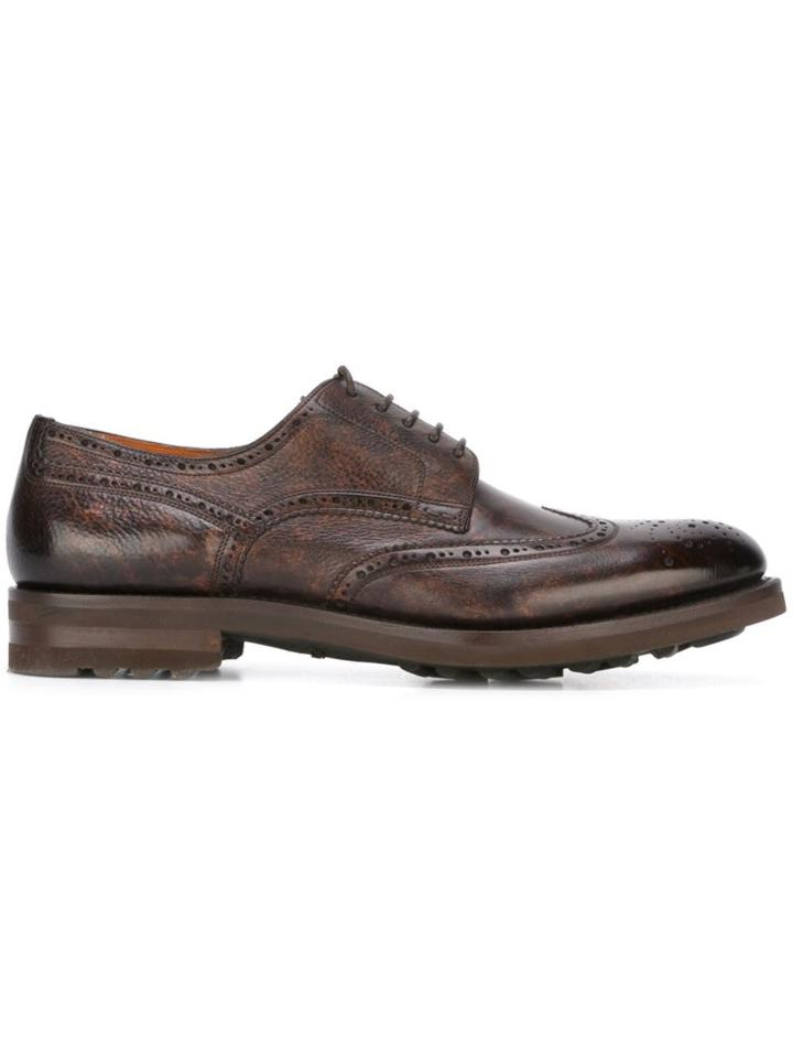 Santoni Distressed Brogues, Men's, Size: 10, Brown, Latex/leather