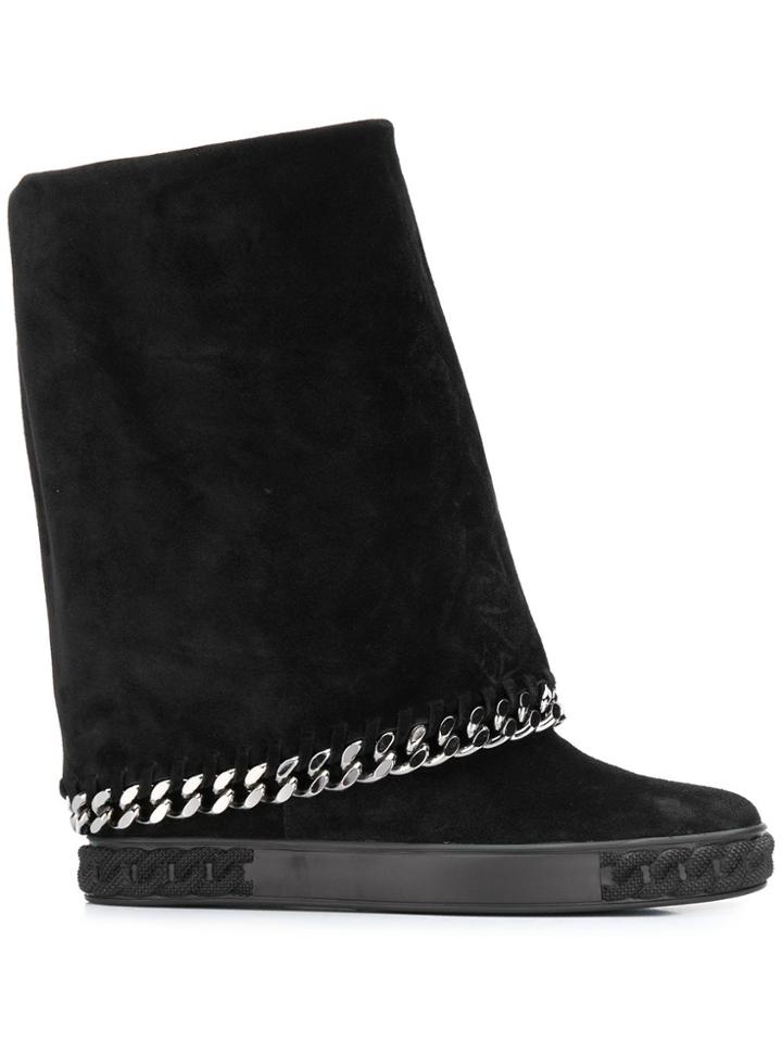 Casadei Chain Trim Boots - Black