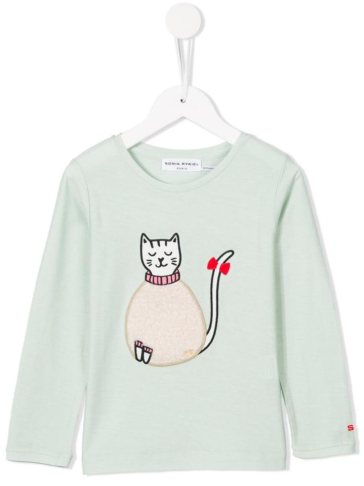 Sonia Rykiel Cat Embroidered T-shirt, Toddler Girl's, Size: 2 Yrs, Green