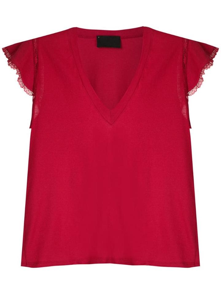 Andrea Bogosian Lace Trimming Pleasure T-shirt - Red