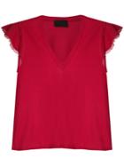 Andrea Bogosian Lace Trimming Pleasure T-shirt - Red