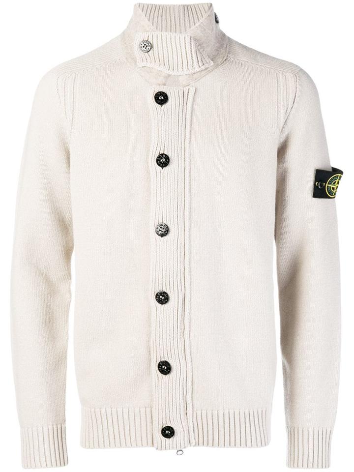 Stone Island Mock Neck Cardigan - Nude & Neutrals