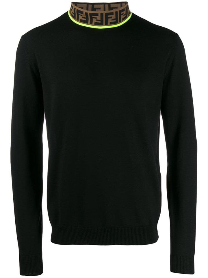 Fendi Ff Monogram Turtleneck Sweater - Black