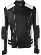 Philipp Plein Bicoloured Biker Jacket - Black