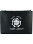 Saint Laurent - Logo Print Clutch - Men - Calf Leather - One Size, Black, Calf Leather