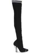 Fendi Stretch Knit 105 Over The Knee Boots - Black