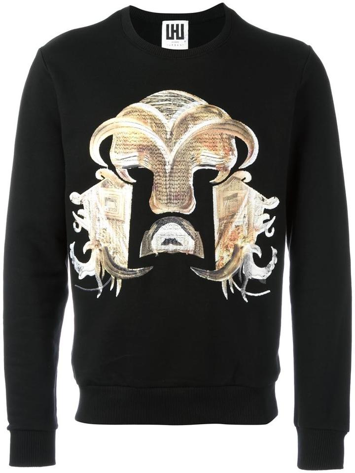 Les Hommes Urban Ethnic Print Jumper, Men's, Size: Xl, Black, Cotton