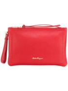 Salvatore Ferragamo Logo Printed Clutch Bag - Red