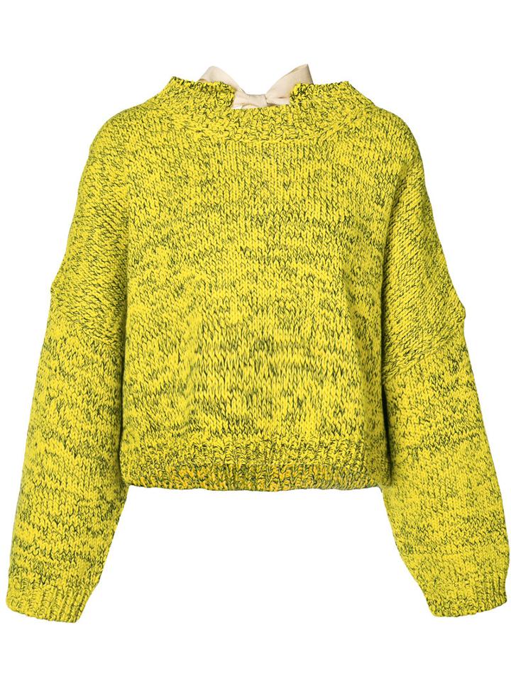 J.w.anderson - Cropped Sweater - Women - Cotton - S, Yellow/orange, Cotton