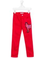 Msgm Kids Embroidered Horse Trousers, Girl's, Size: 10 Yrs, Red