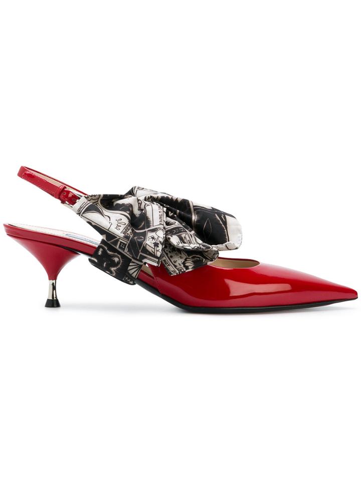 Prada Bow-embellished Pumps - Red