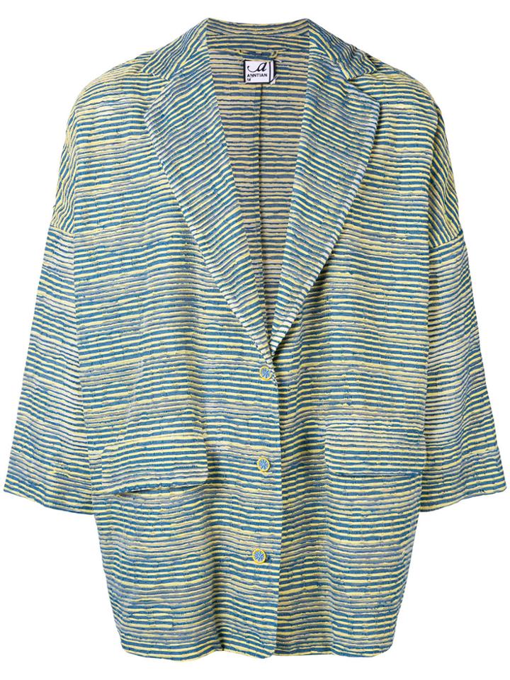 Anntian Oversized Striped Blazer - Blue