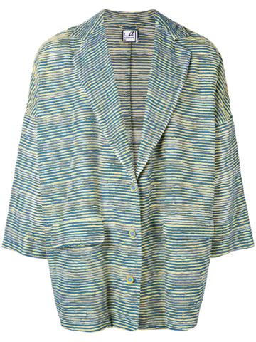 Anntian Oversized Striped Blazer - Blue
