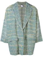 Anntian Oversized Striped Blazer - Blue