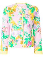 Istante By Gianni Versace Vintage Floral Collarless Jacket - Pink &