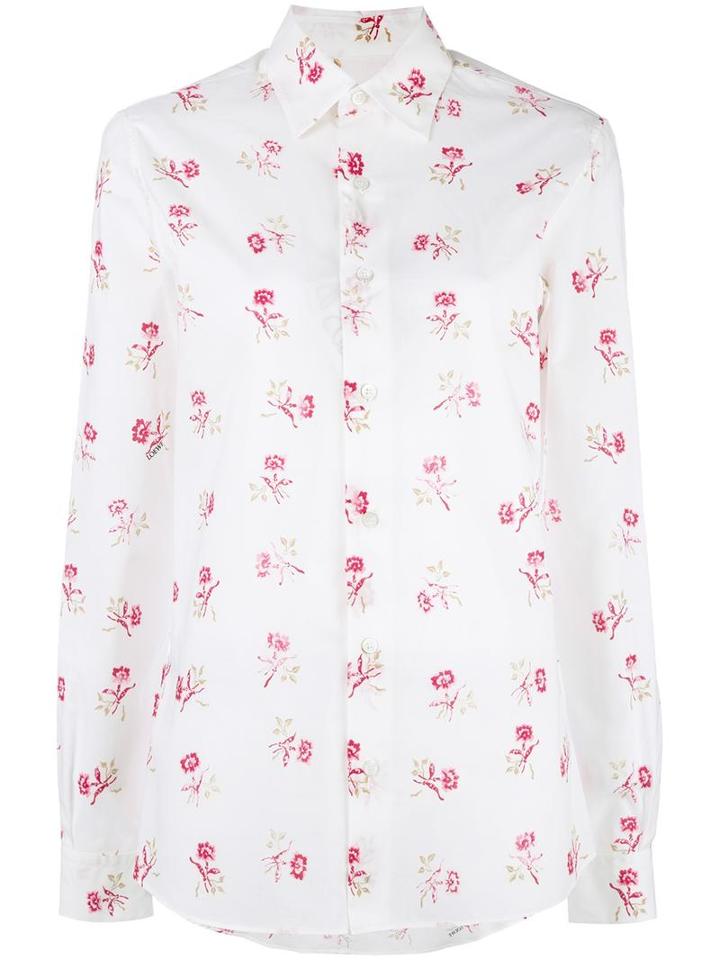 Loewe Floral Print Shirt, Women's, Size: 42, White, Cotton