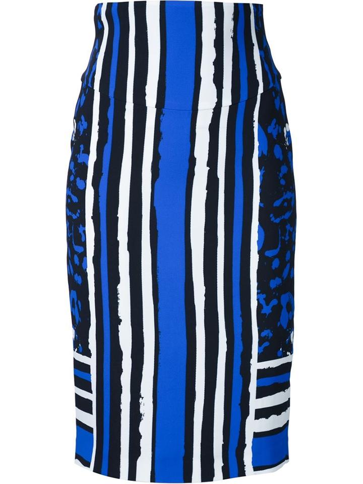Roberto Cavalli Striped Pencil Skirt