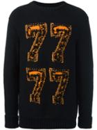 Palm Angels 7 Intarsia Sweater, Men's, Size: Small, Black, Cotton