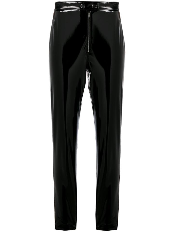 Msgm Pvc Shiny Cropped Trousers - Black