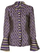 Josie Natori Geometric Jacquard Shirt - Purple