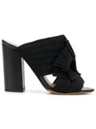 Tabitha Simmons Pleated Grosgrain Sandals - Black