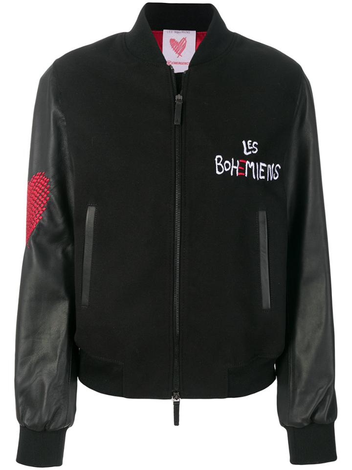 Les Bohemiens Zipped Bomber Jacket - Black