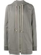 Rick Owens Grey Zip Up Long Length Hoodie