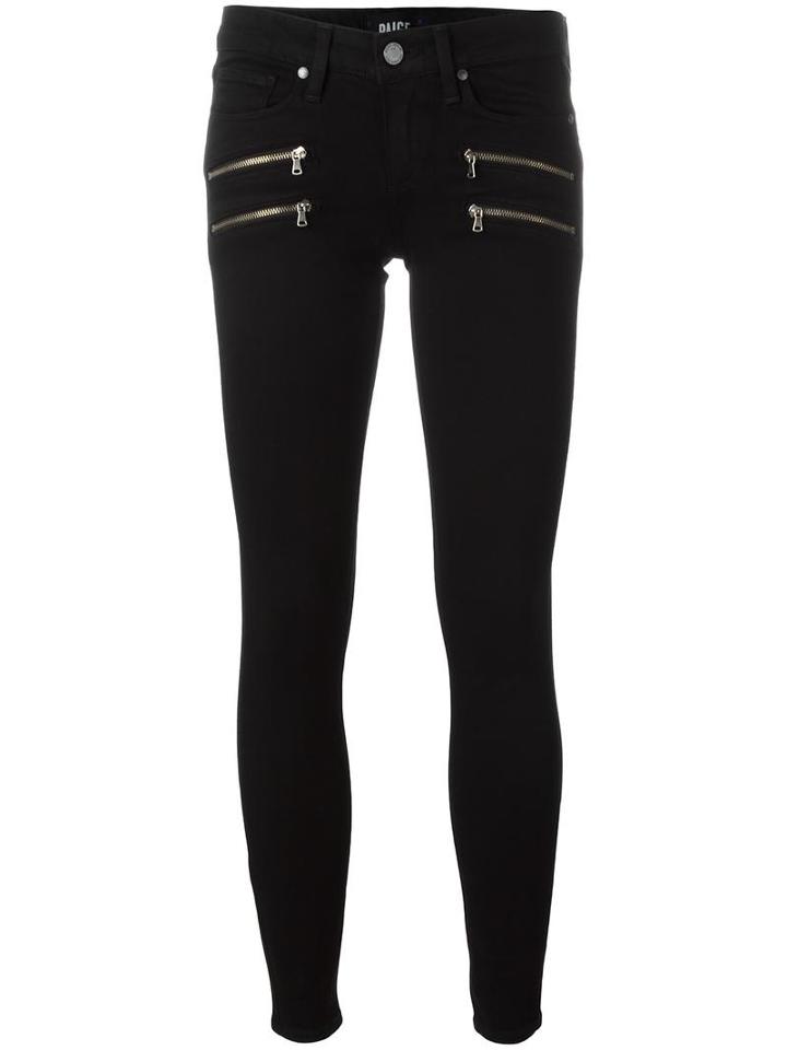 Paige Skinny Zip Jeans, Women's, Size: 25, Black, Polyester/spandex/elastane/rayon/cotton