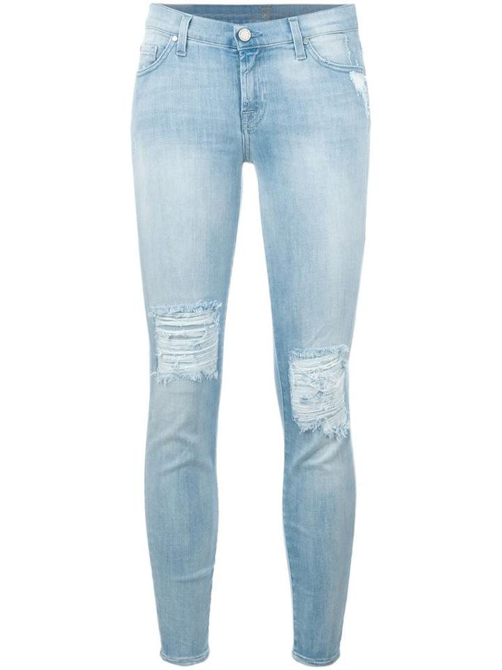 7 For All Mankind Skinny Cropped Jeans, Women's, Size: 29, Blue, Cotton/polyester/spandex/elastane