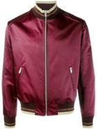 Maison Margiela Striped Trim Satin Bomber Jacket - Red