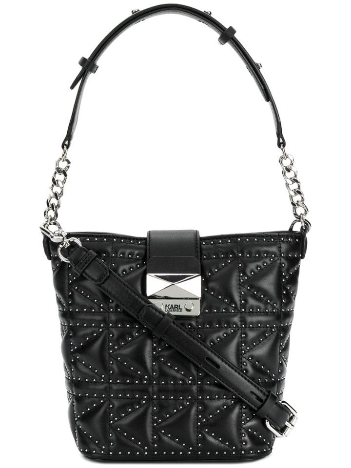 Karl Lagerfeld K/kuilted Studs Bucket Bag - Black