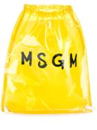 Msgm Clear Logo Print Backpack - Yellow