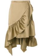 Koché Asymmetric Frill Skirt - Green