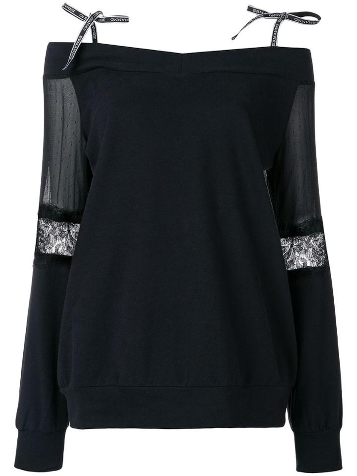 Ermanno Ermanno Boat Neck Lace Jumper - Black