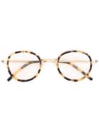 Tomas Maier Tortoiseshell Round Frame Sunglasses, Adult Unisex, Size: 46, Nude/neutrals, Acetate/metal